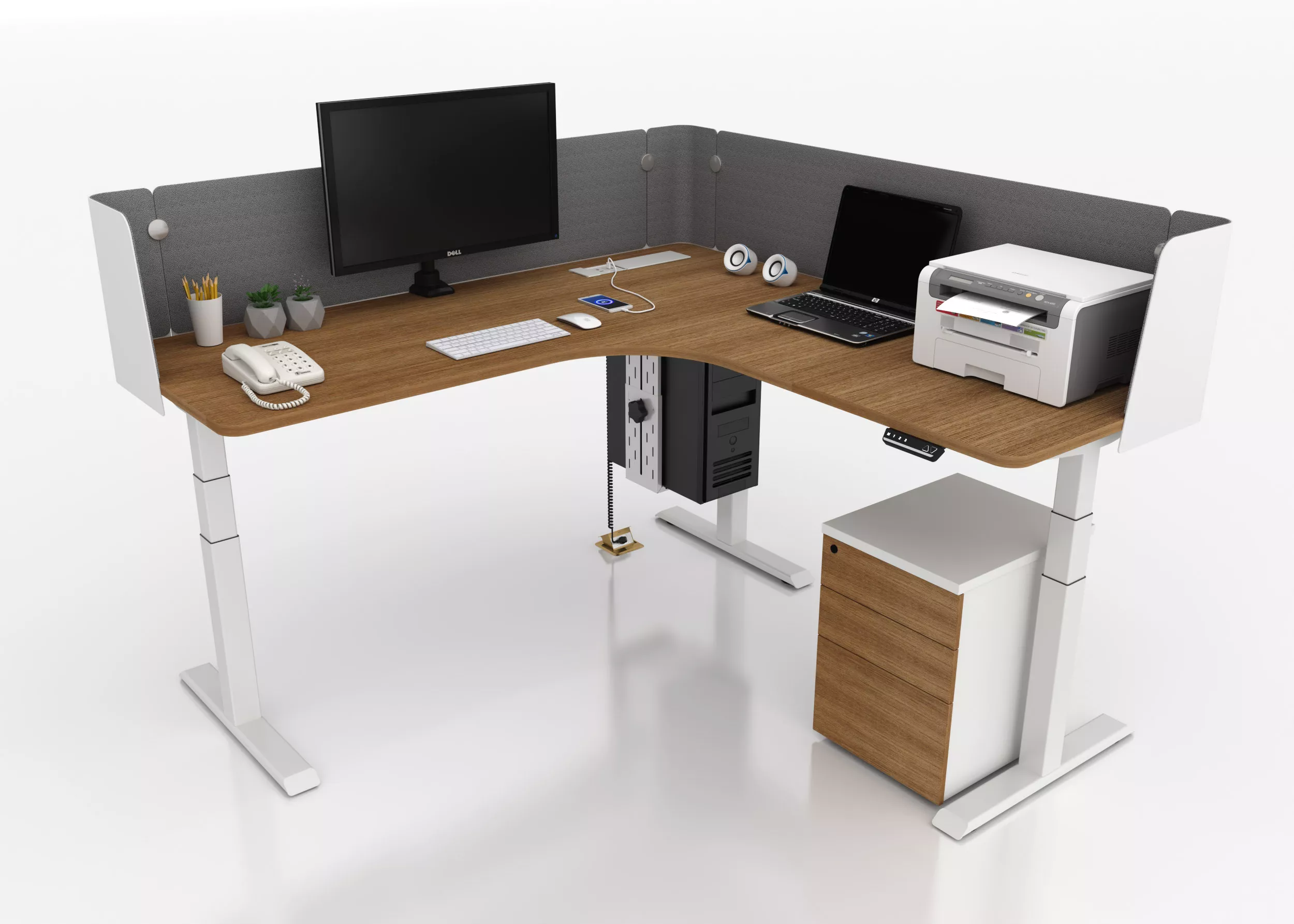 L Corner Sit Stand Workstation