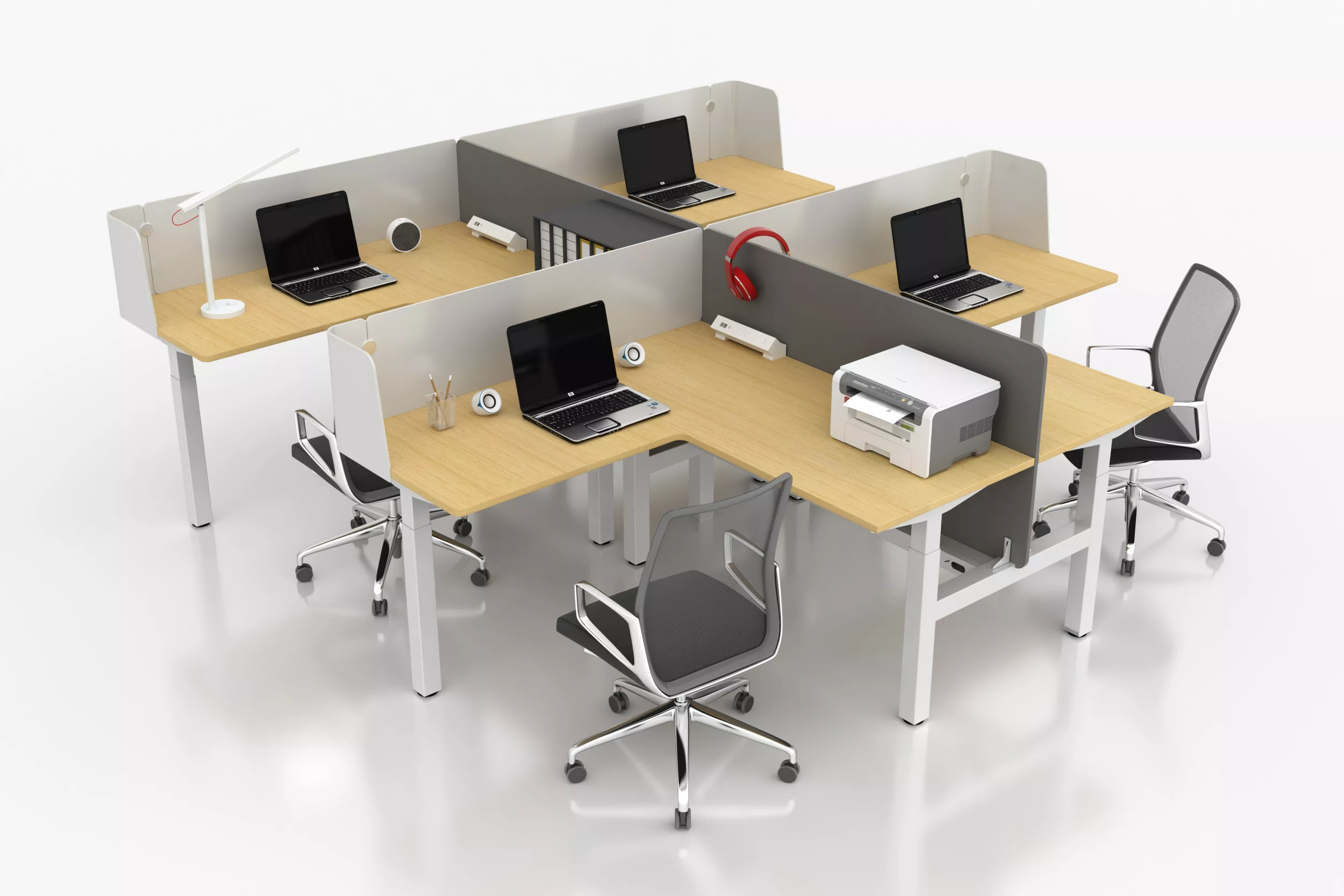 L Corner Combined Workstations Layout